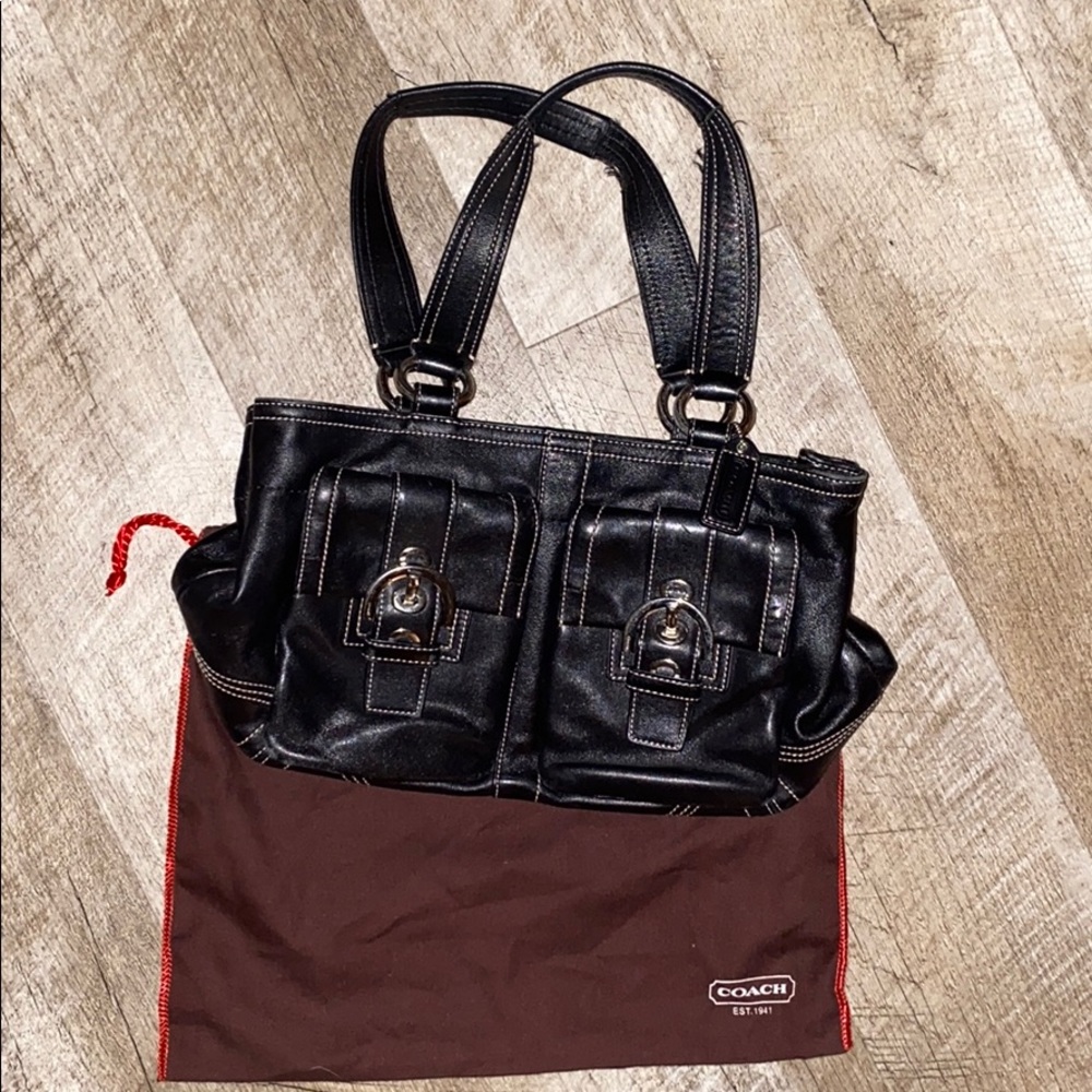 Coach black leather satchel